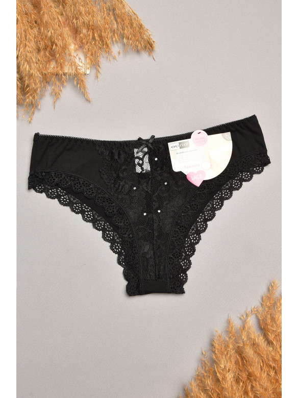 Трусы женские чорного цвета с гипюровыми вставками 7900 207802C