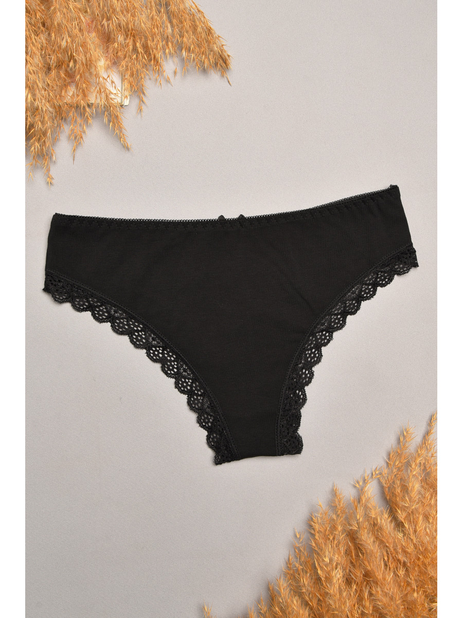 Трусы женские чорного цвета с гипюровыми вставками 7900 207802C