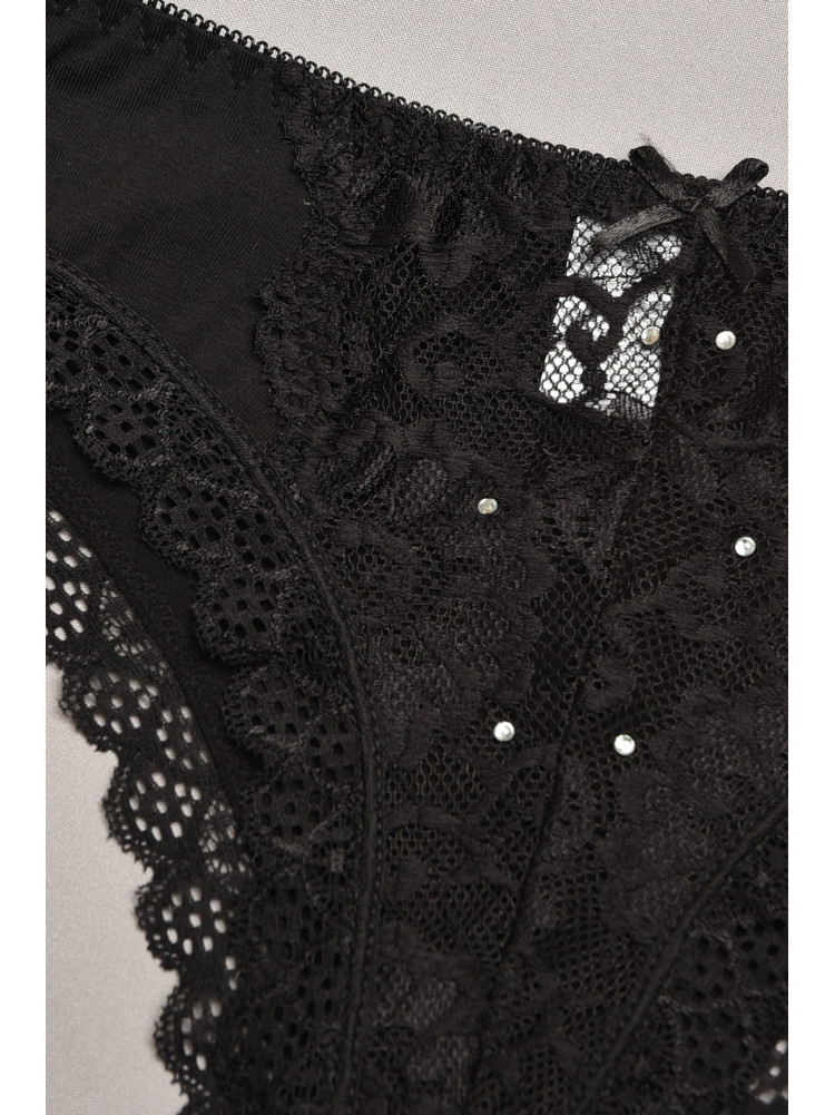 Трусы женские чорного цвета с гипюровыми вставками 7900 207802C
