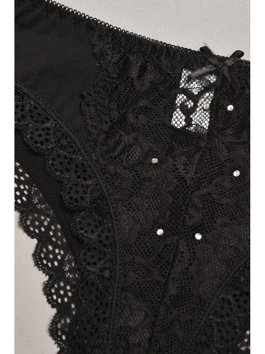 Трусы женские чорного цвета с гипюровыми вставками 7900 207802C