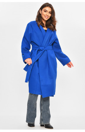 Пальто жіноче демісезонне батальне синього кольору 8325 207803C Пальто жіноче демісезонне батальне синього кольору 8325 207803C