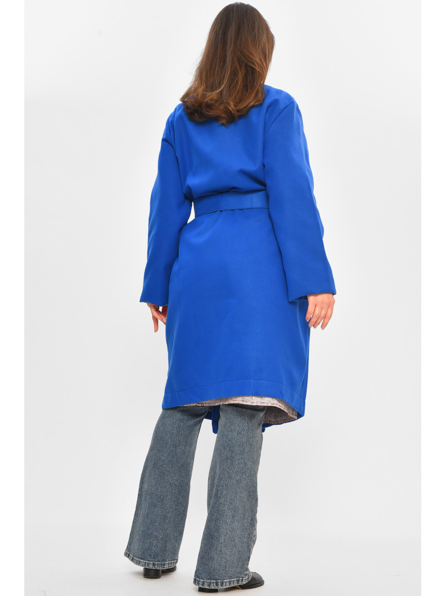 Пальто жіноче демісезонне батальне синього кольору 8325 207803C