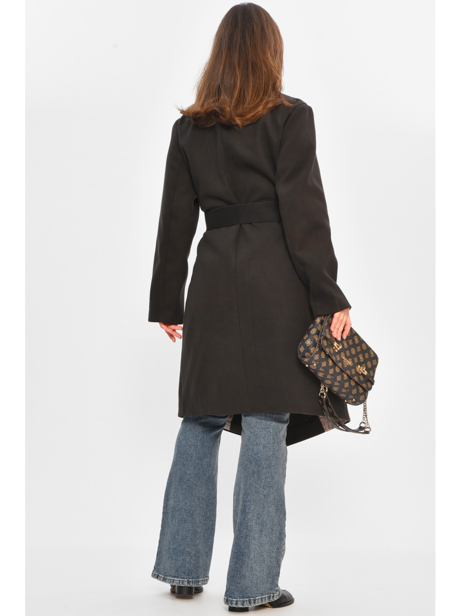 Пальто жіноче демісезонне батальне чорного кольору 8325 207804C