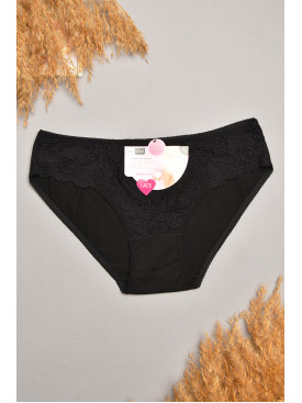 Трусы женские чорного цвета с гипюровыми вставками 7884 207805C