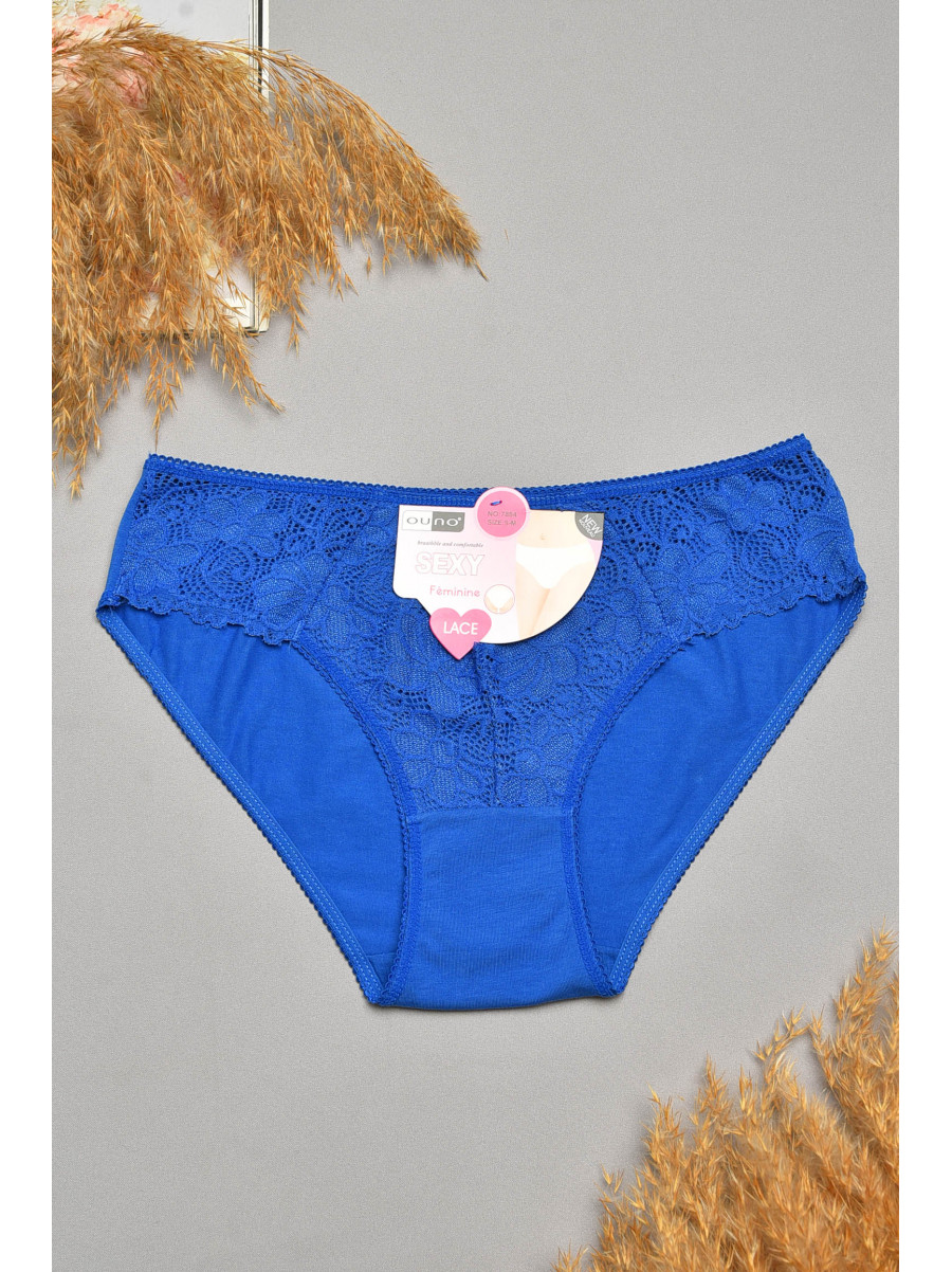 Трусы женские синего цвета с гипюровыми вставками 7884 207808C