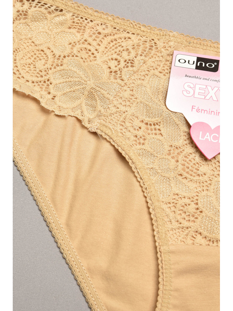 Трусы женские бежевого цвета с гипюровыми вставками 7884 207809C