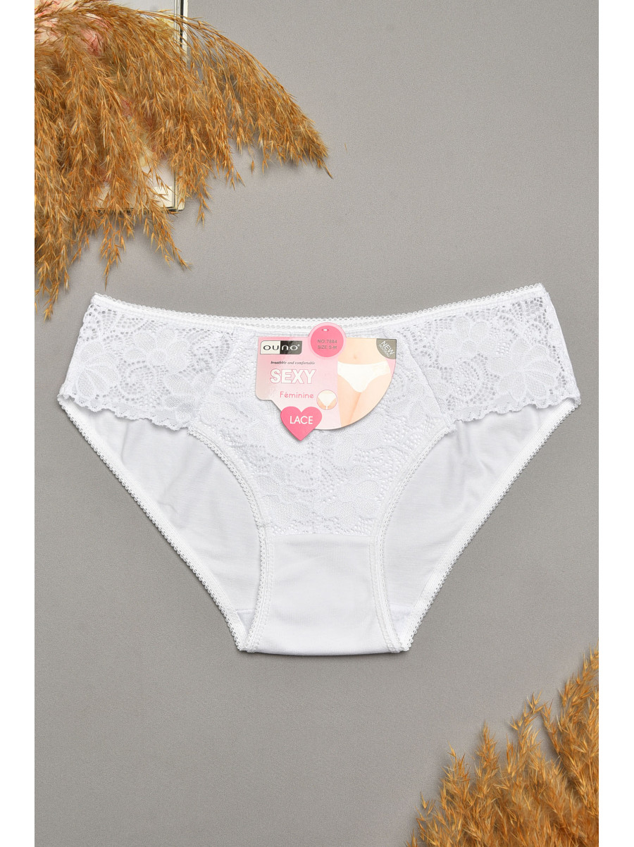 Трусы женские белого цвета с гипюровыми вставками 7884 207812C