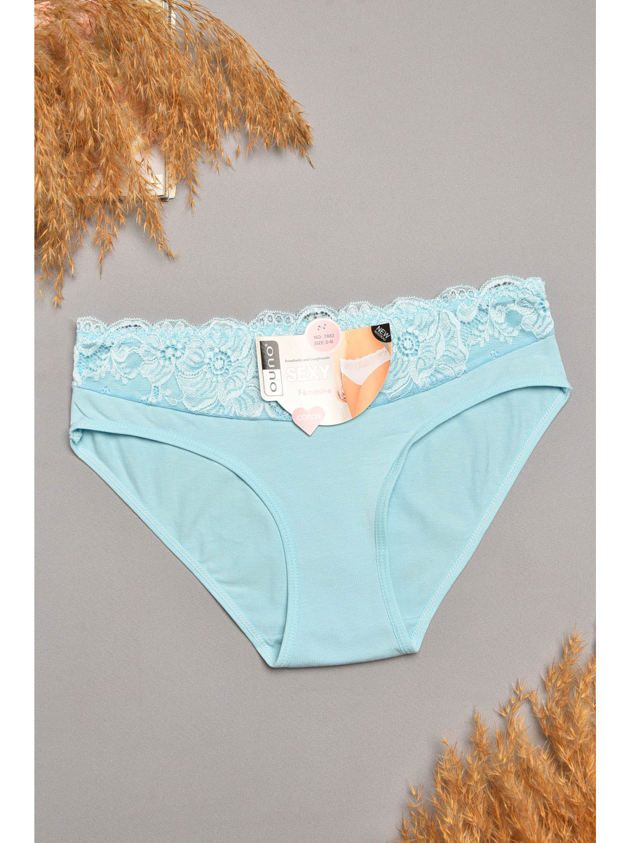 Трусы женские голубого цвета с гипюровыми вставками 7882 207814C