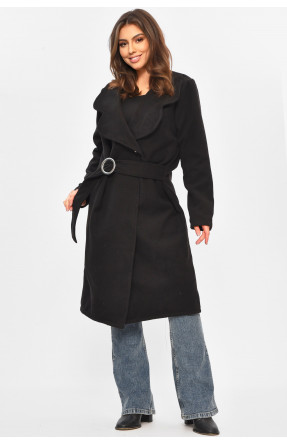 Пальто жіноче демісезонне чорного кольору 207815C Пальто жіноче демісезонне чорного кольору 207815C