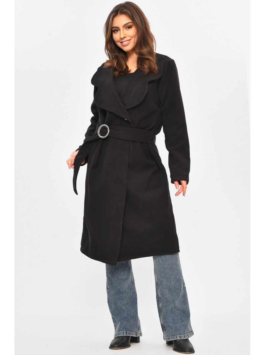 Пальто жіноче демісезонне чорного кольору 207815C