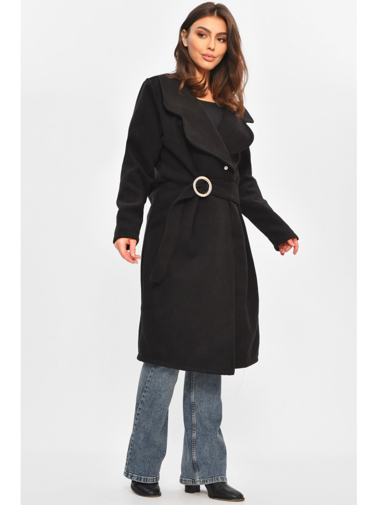 Пальто жіноче демісезонне чорного кольору 207815C