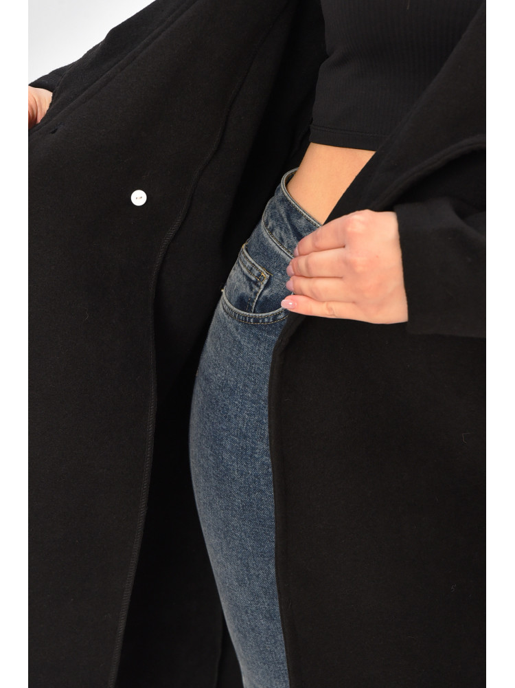 Пальто жіноче демісезонне чорного кольору 207815C