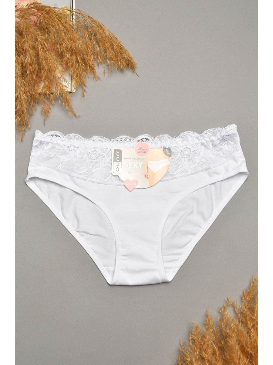 Трусы женские белого цвета с гипюровыми вставками 7882 207819C Трусы женские белого цвета с гипюровыми вставками 7882 207819C