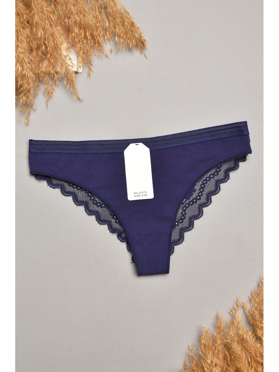 Трусы женские темно-синего цвета с гипюровыми вставками 1275 207822C