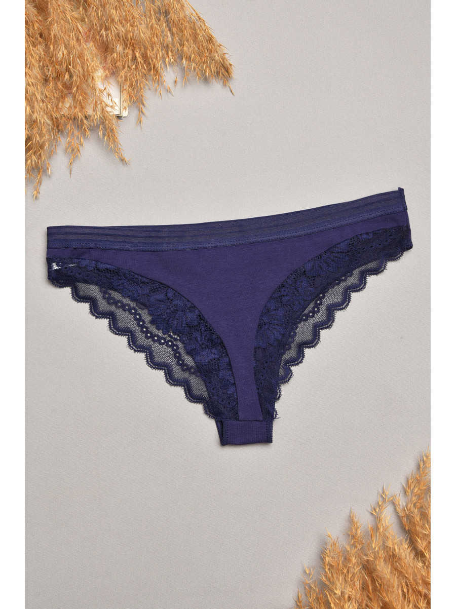 Трусы женские темно-синего цвета с гипюровыми вставками 1275 207822C