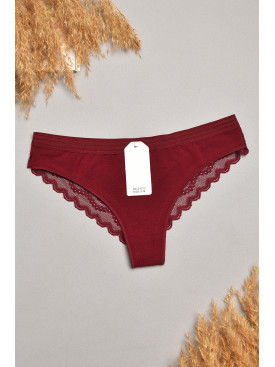 Трусы женские бордового цвета с гипюровыми вставками 1275 207823C Трусы женские бордового цвета с гипюровыми вставками 1275 207823C