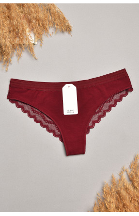 Трусы женские бордового цвета с гипюровыми вставками 1275 207823C