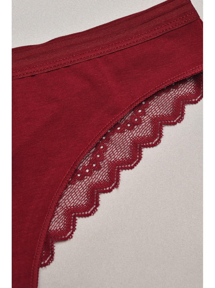 Трусы женские бордового цвета с гипюровыми вставками 1275 207823C
