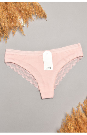 Трусы женские пудрового цвета с гипюровыми вставками 1275 207824C