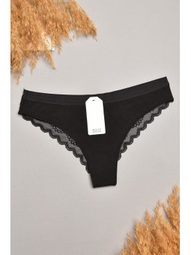 Трусы женские черного цвета с гипюровыми вставками 1275 207826C Трусы женские черного цвета с гипюровыми вставками 1275 207826C