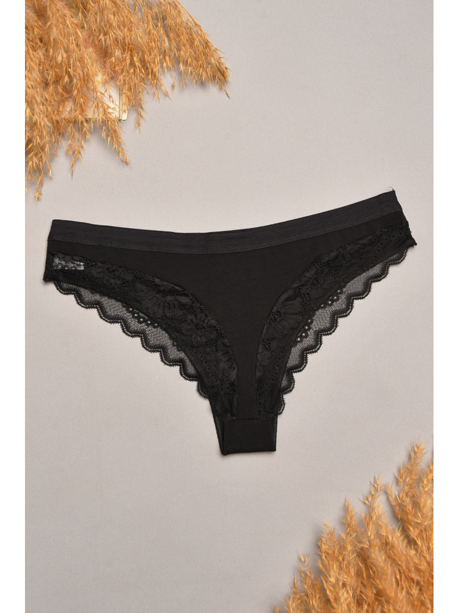 Трусы женские черного цвета с гипюровыми вставками 1275 207826C