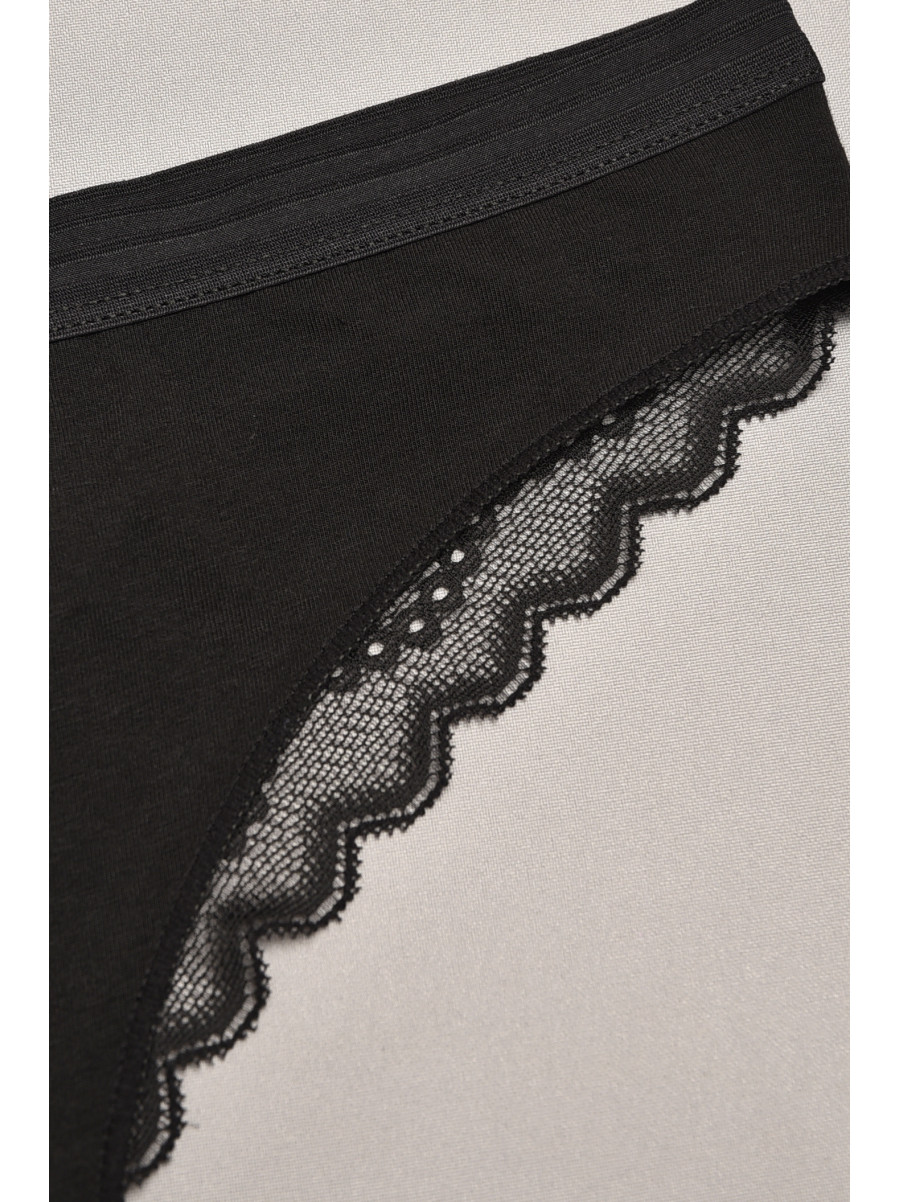 Трусы женские черного цвета с гипюровыми вставками 1275 207826C