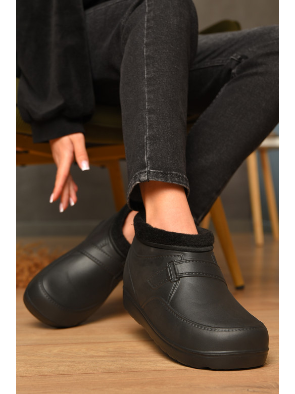 Галоши женские на меху черного цвета ГП-32 207832C