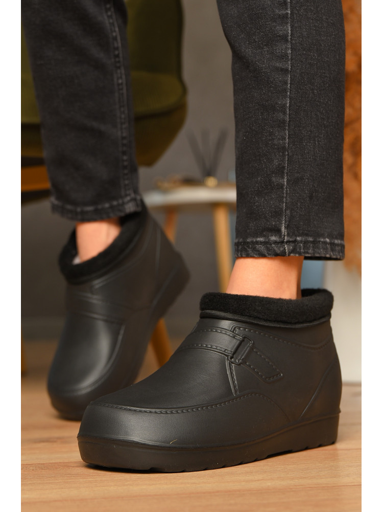Галоши женские на меху черного цвета ГП-32 207832C