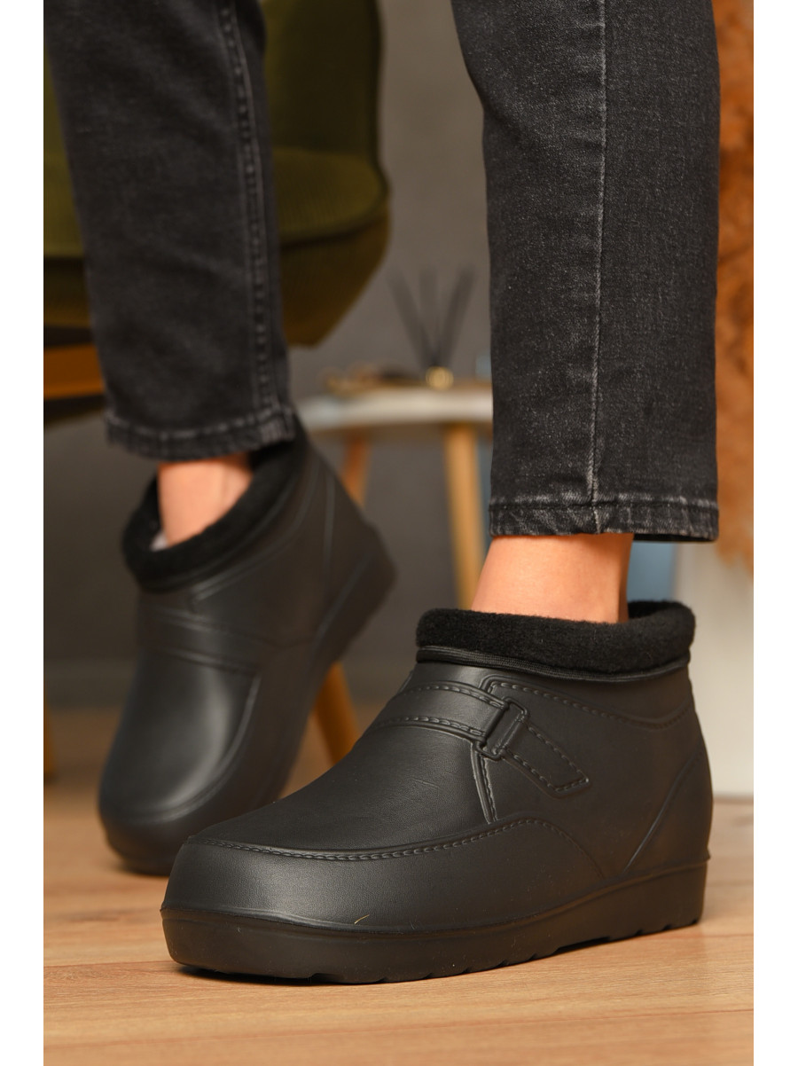 Галоши женские на меху черного цвета ГП-32 207832C