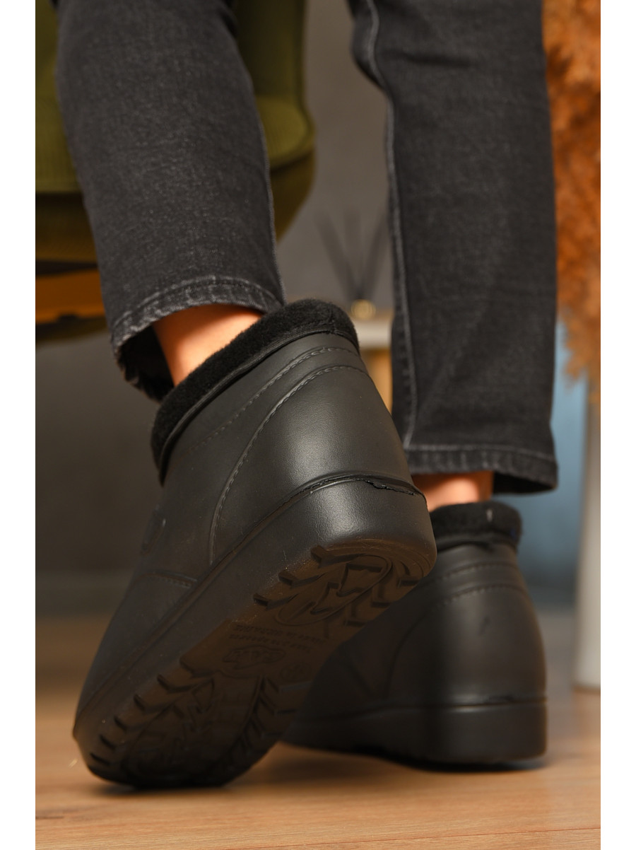 Галоши женские на меху черного цвета ГП-32 207832C