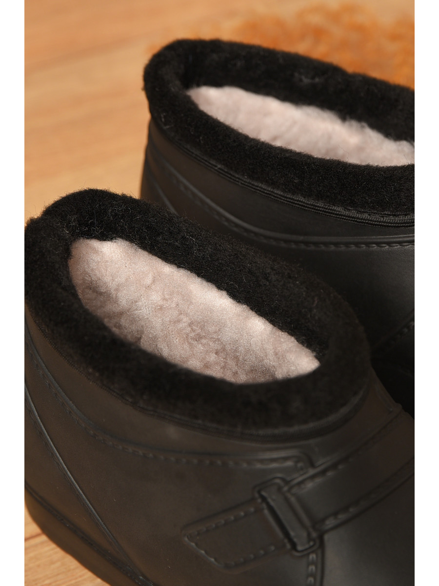 Галоши женские на меху черного цвета ГП-32 207832C