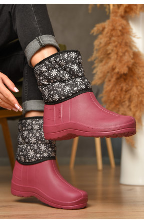 Дутики жіночі на хутрі бордового кольору 207837C Дутики жіночі на хутрі бордового кольору 207837C