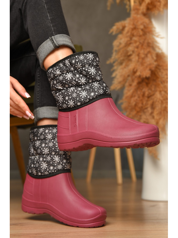 Дутики жіночі на хутрі бордового кольору 207837C