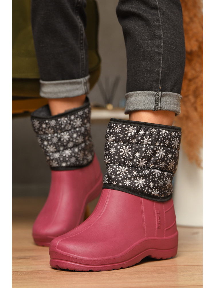 Дутики жіночі на хутрі бордового кольору 207837C