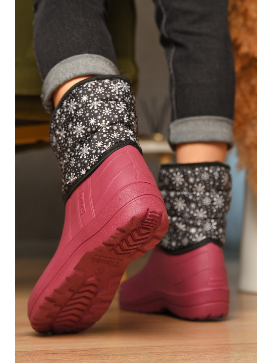 Дутики жіночі на хутрі бордового кольору 207837C