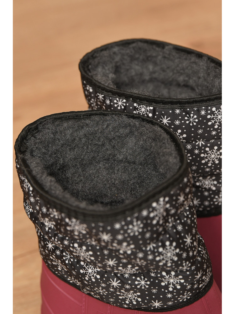 Дутики жіночі на хутрі бордового кольору 207837C