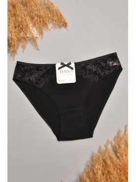 Трусы женские черного цвета с гипюровыми вставками 35212 207838C