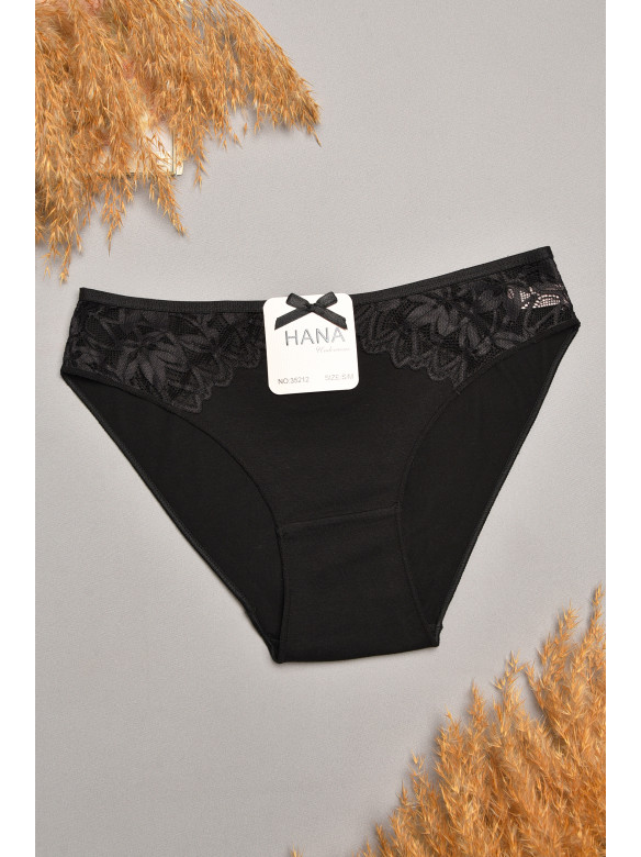 Трусы женские черного цвета с гипюровыми вставками 35212 207838C