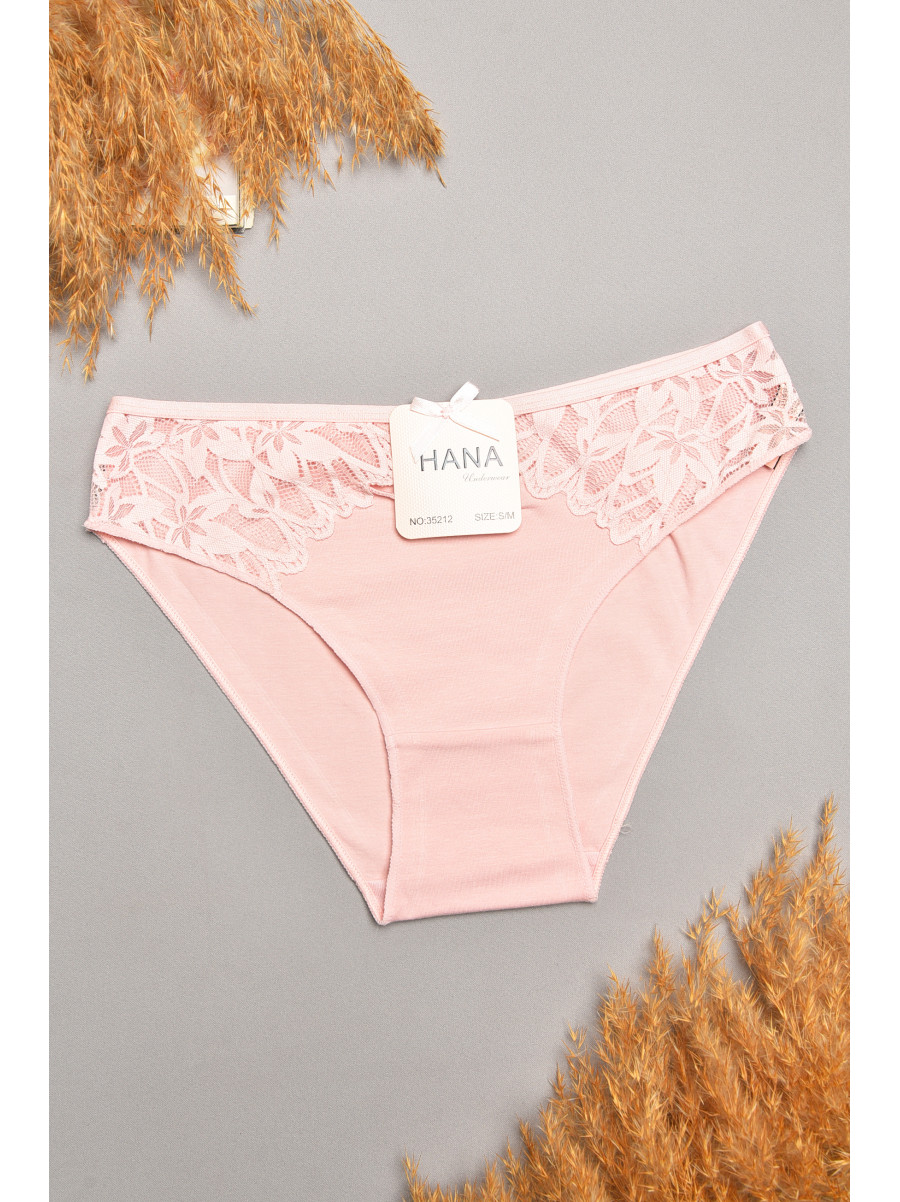 Трусы женские пудрового цвета с гипюровыми вставками 35212 207842C