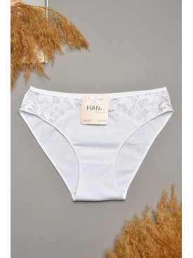 Труси жіночі білого кольору з гіпюровими вставками 35212 207843C