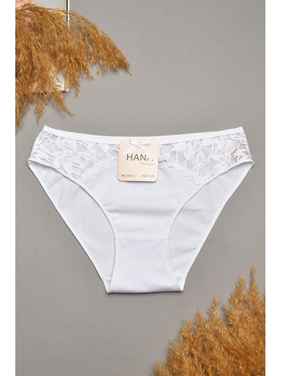 Трусы женские белого цвета с гипюровыми вставками 35212 207843C