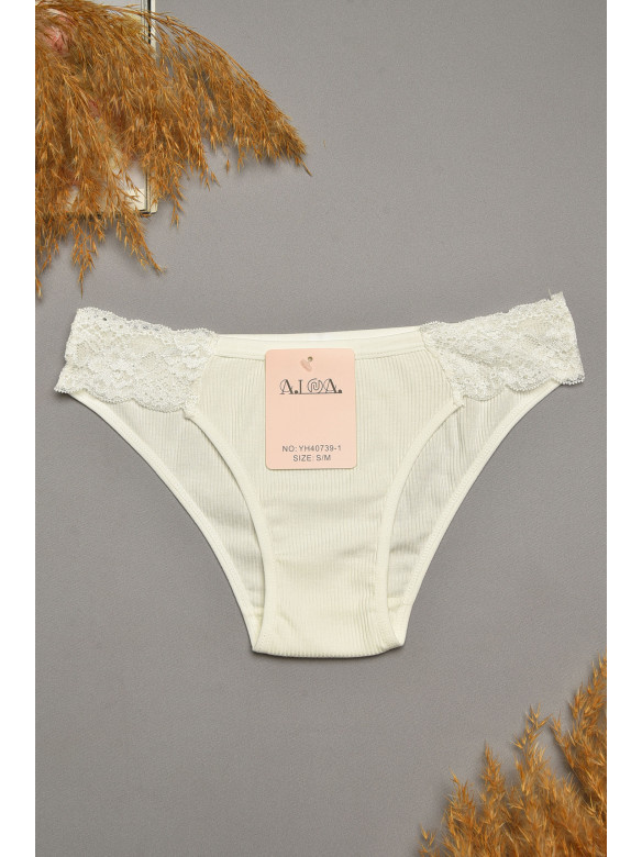 Труси жіночі білого кольору з гіпюровими вставками 40739-1 207851C Труси жіночі білого кольору з гіпюровими вставками 40739-1 207851C