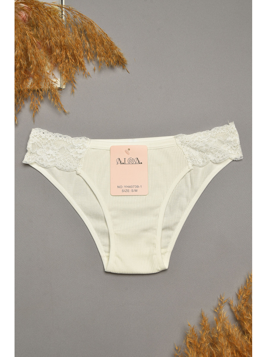 Труси жіночі білого кольору з гіпюровими вставками 40739-1 207851C Труси жіночі білого кольору з гіпюровими вставками 40739-1 207851C
