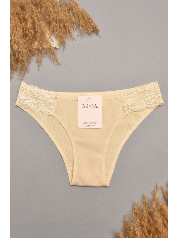 Труси жіночі бежевого кольору з гіпюровими вставками 40739-1 207853C Труси жіночі бежевого кольору з гіпюровими вставками 40739-1 207853C