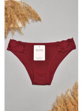 Трусы женские бордового цвета с гипюровыми вставками 40739-1 207854C Трусы женские бордового цвета с гипюровыми вставками 40739-1 207854C