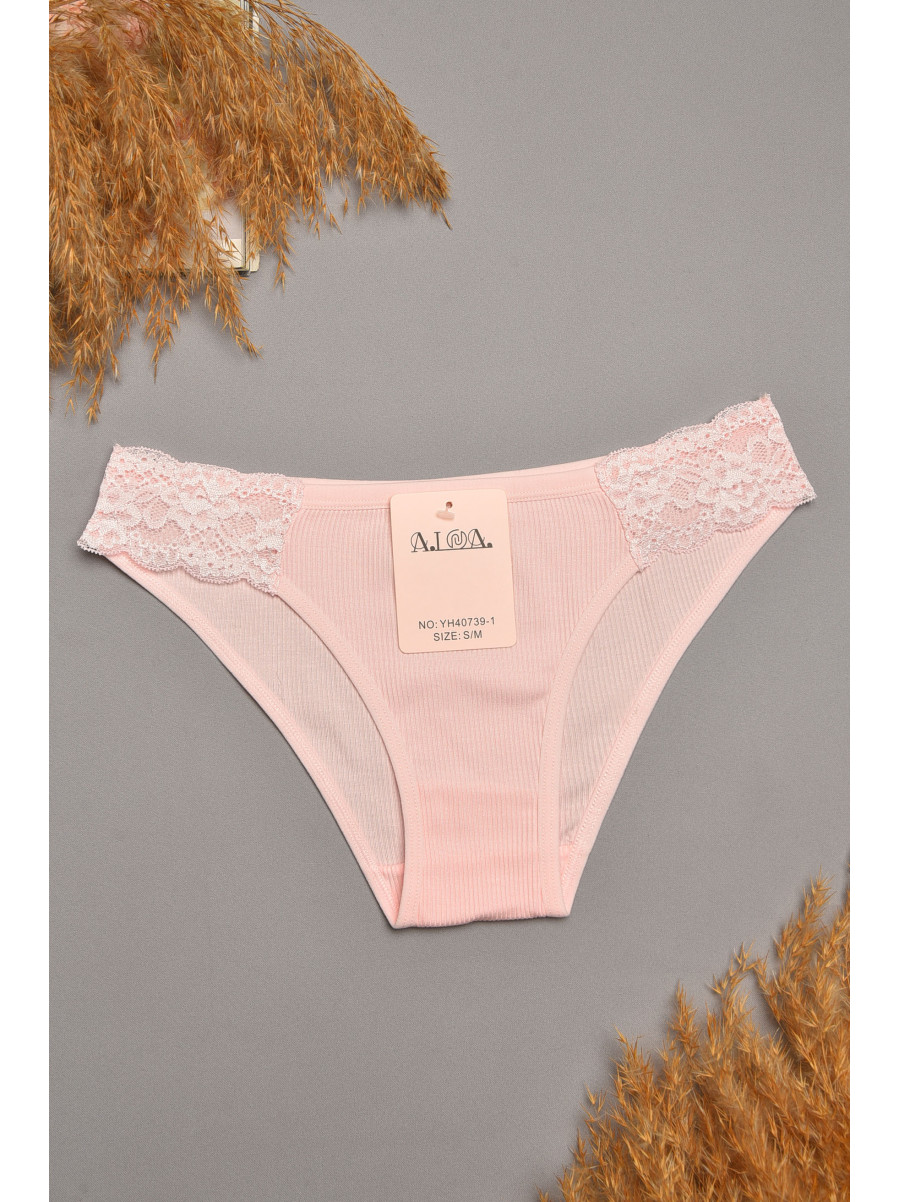Труси жіночі світло-рожевого кольору з гіпюровими вставками 40739-1 207856C