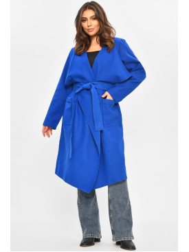 Кардиган-плащ жіночий однотонний синього кольору 8045 207866C