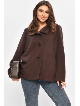 Пальто женское демисезонное тёмно-коричневого цвета 207867C