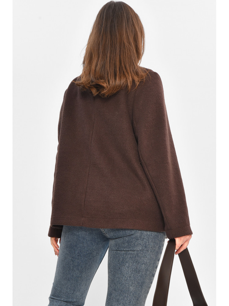 Пальто жіноче демісезонне темно-коричневого кольору 207867C