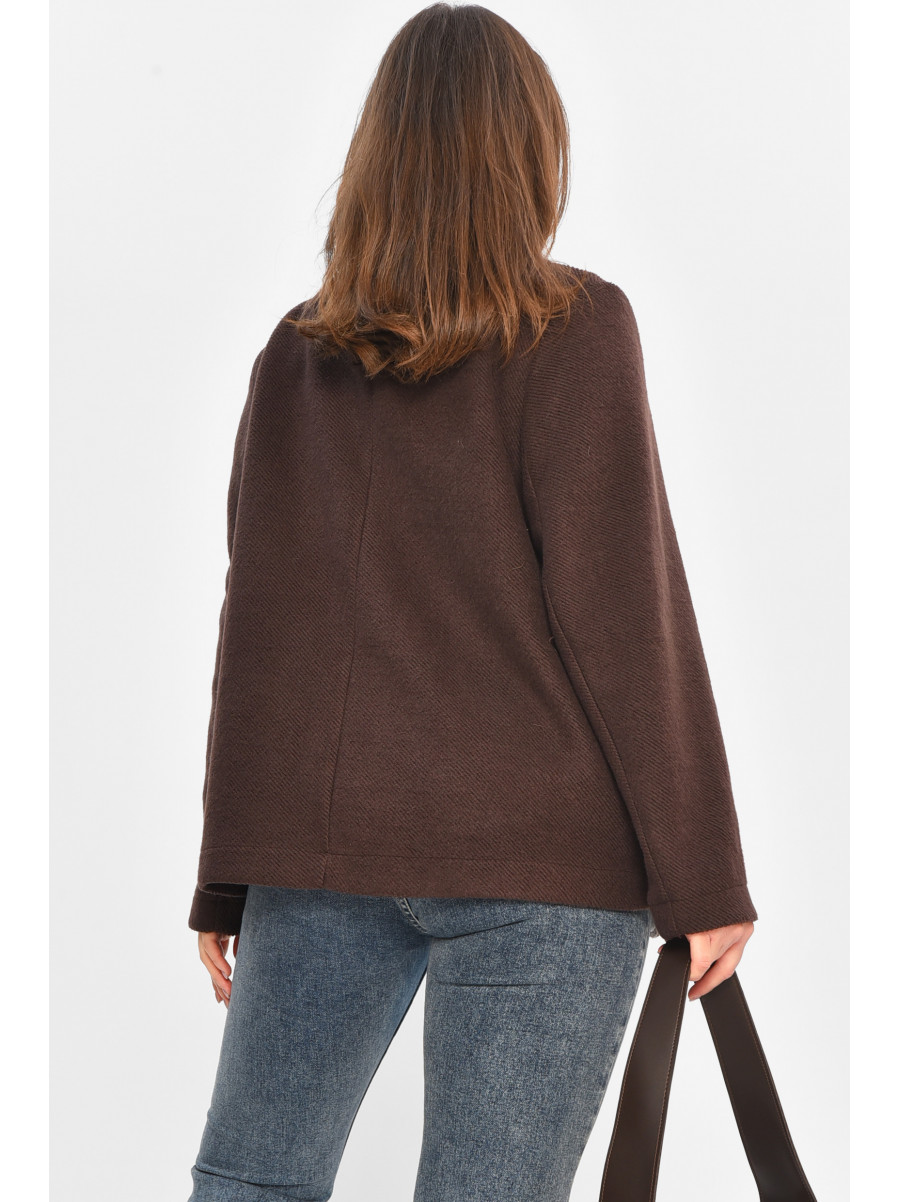 Пальто жіноче демісезонне темно-коричневого кольору 207867C